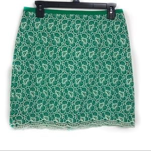 NWT j crew green lace embroidered skirt